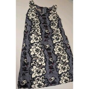 Vintage Hilo Hattie Hawaiian Dress Size 8 Sleeveless Aloha Sheath Gray Dragon